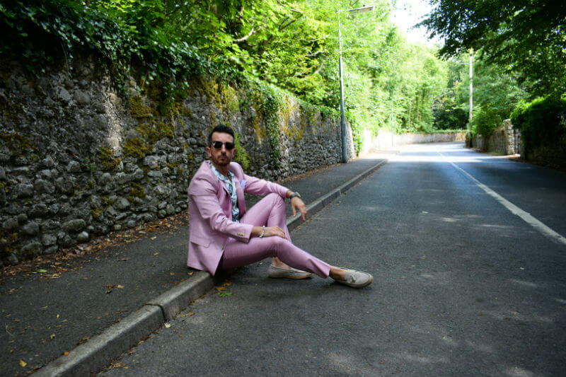 Relaxing in a Pink Suit