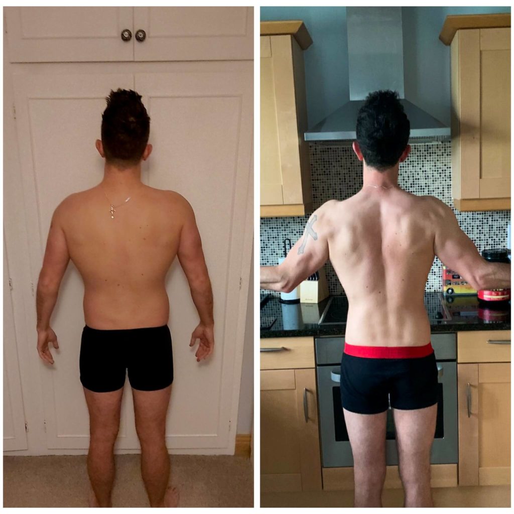 A coach transformed Mmuscle from the back 